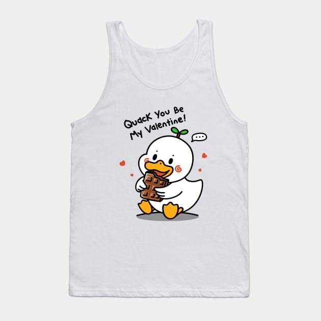 Happy Valentine With Cute Pinwheel Duck Eat Chocolate Tank Top by Nine Tailed Cat